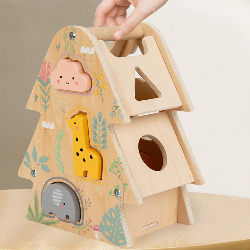 Cileowood Cartoon Animal-Shaped Wooden Sorter Educational Activity Center Kids Boys Girls Toy Intelligent EMatching Game