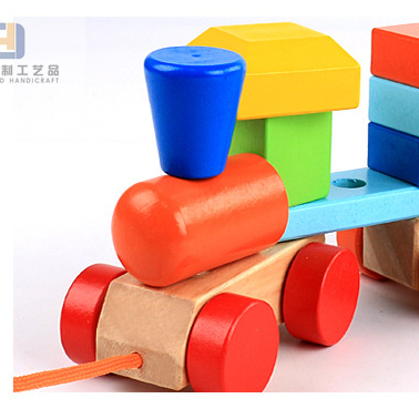 Kids Wooden Train Building Blocks Sorting Stacking Wood Block Game Educational Toy Set for Toddlers Ages 3-8 Birthday Gift