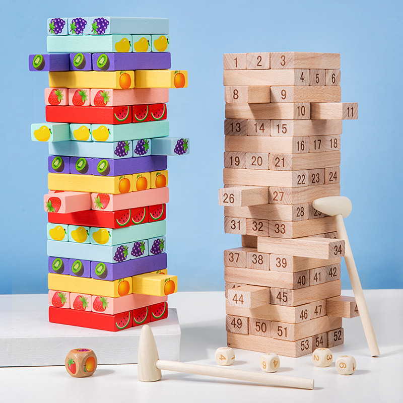 Educational Wooden Block Tower Game Classic Indoor and Outdoor Games Wooden Stacking Toys