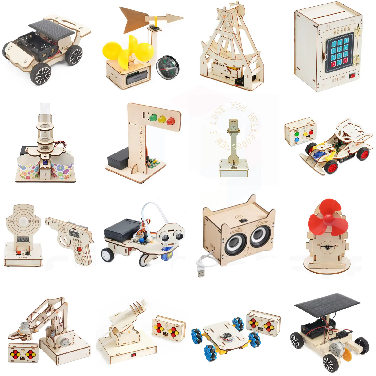 DIY Assembly Wooden Stem Toys Electric Cartoon Educational Science Experiment Kit Alkaline AA Battery for Kids DElight Share