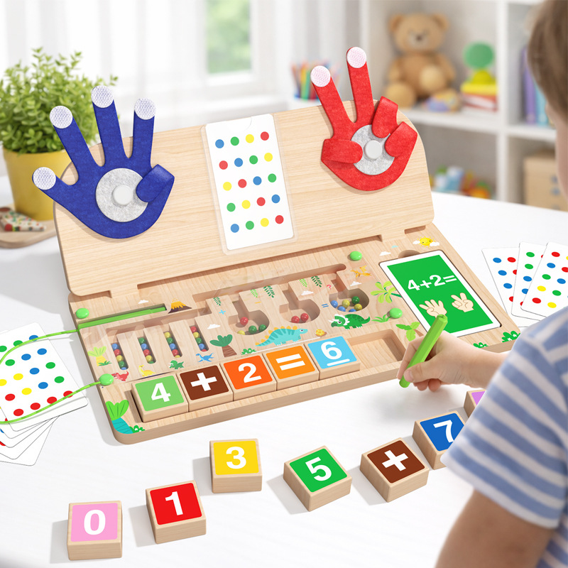 Arrival Montessori Baby Wooden Finger Math Learning Game Educational Abacus Teaching Aids Gift Toys for Boys Girls