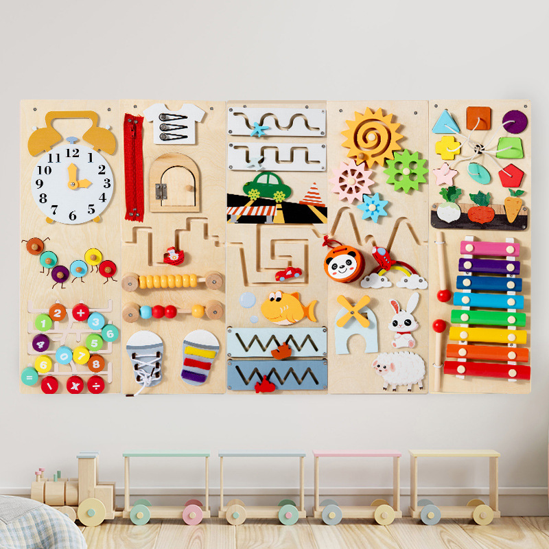 Wooden Sensory Children's Multifunctional Busy Board Educational Toy for Indoor Play and Early Learning