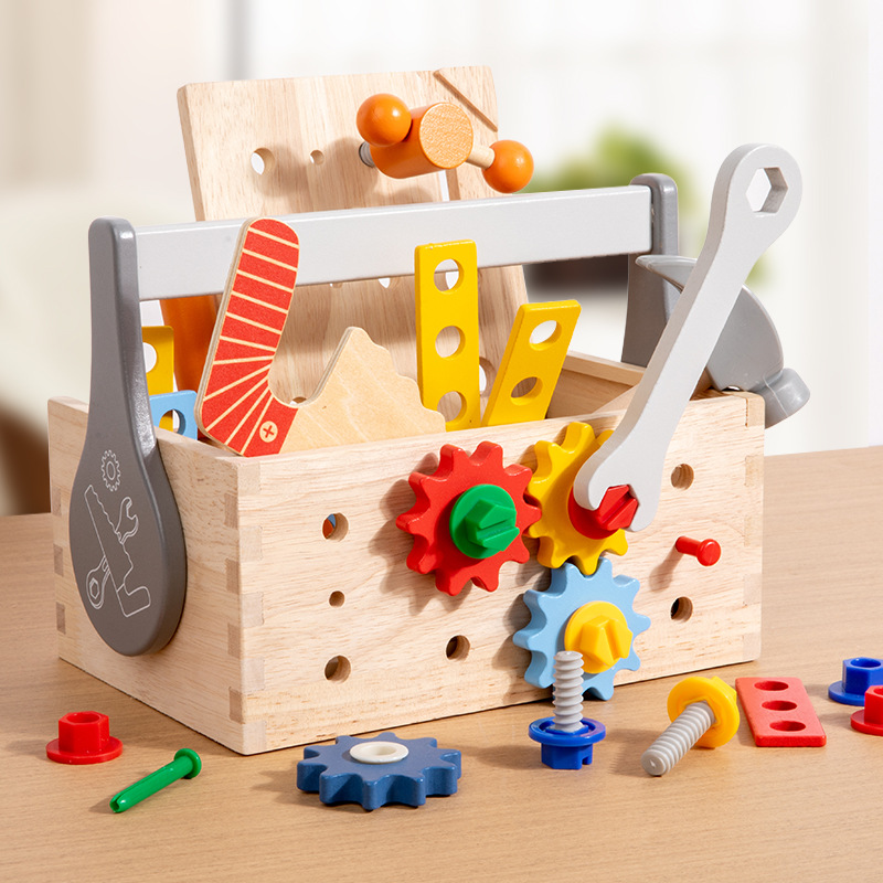 Montessori STEM Educational Pretend Play Toys 5-7 Years Kids Learning Wooden Garden Tool Electronic Toy Set Color Box Unisex BNT