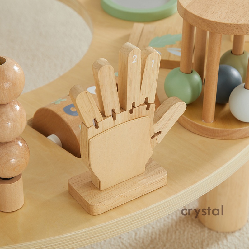 Crystal Montessori Educational Busy Board Certificated Wood Bead Building Block Game Table Early Learning Toy