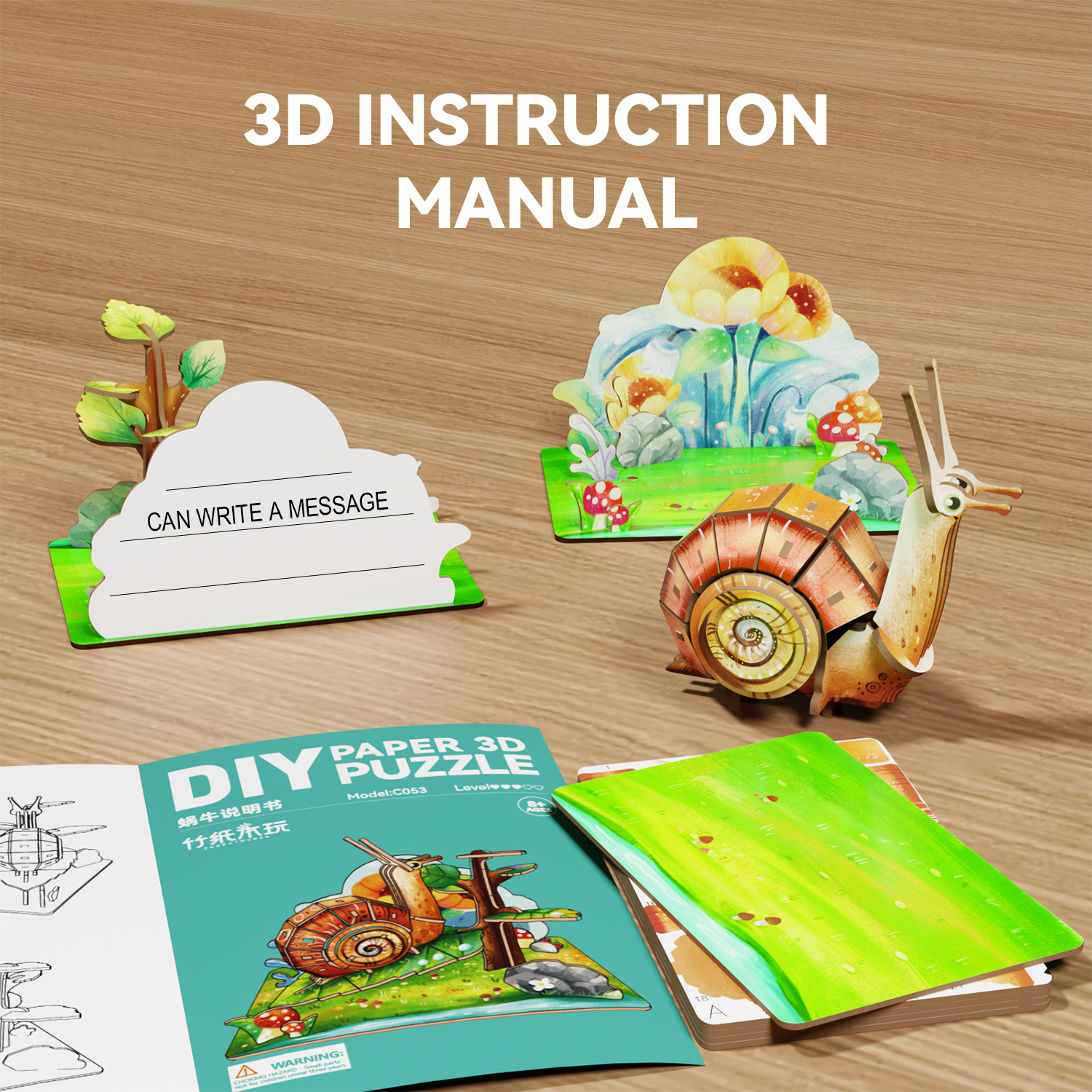 Factory Custom Wooden 3d Puzzle for Kids Colorful Wooden Models Postcards Kits DIY Wooden Puzzles Stem Toys
