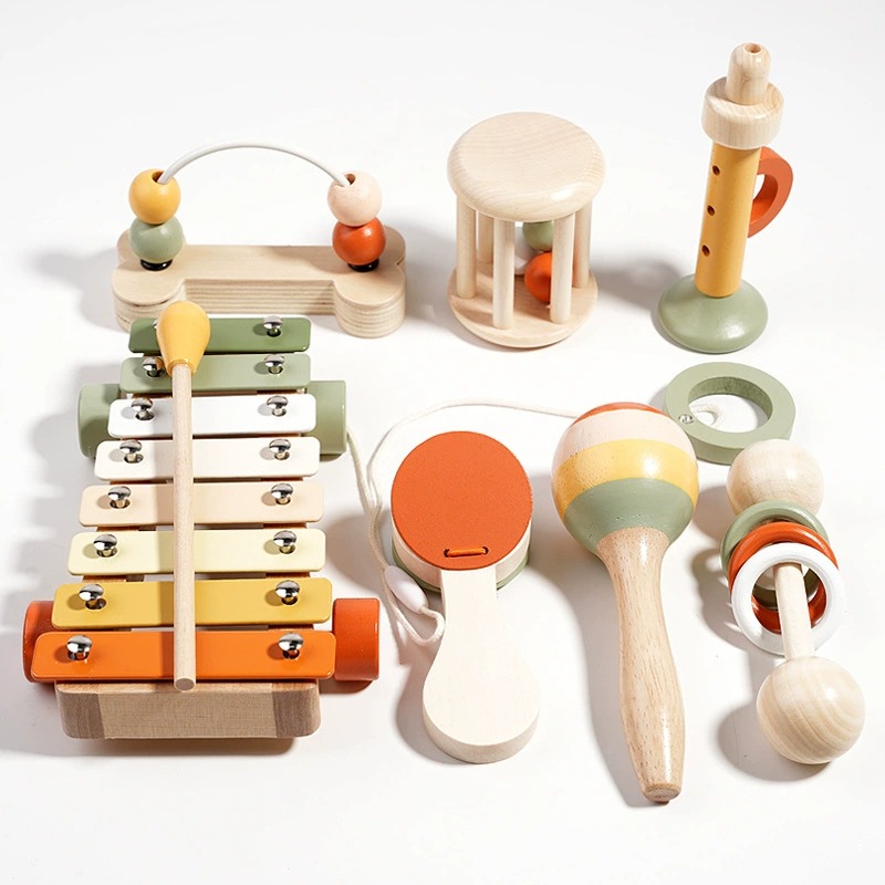 Hot Selling Children Early Educational Wooden Musical Instrument Toys 7 Pcs Juguetes Music Montessori Toys for Boys Girls