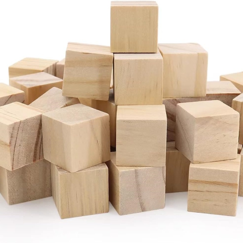 Unfinished Large DIY Wooden Cubes For Home Decor Blocks For Toy Whittling Natural Wood Blank With Engraving Pattern Model