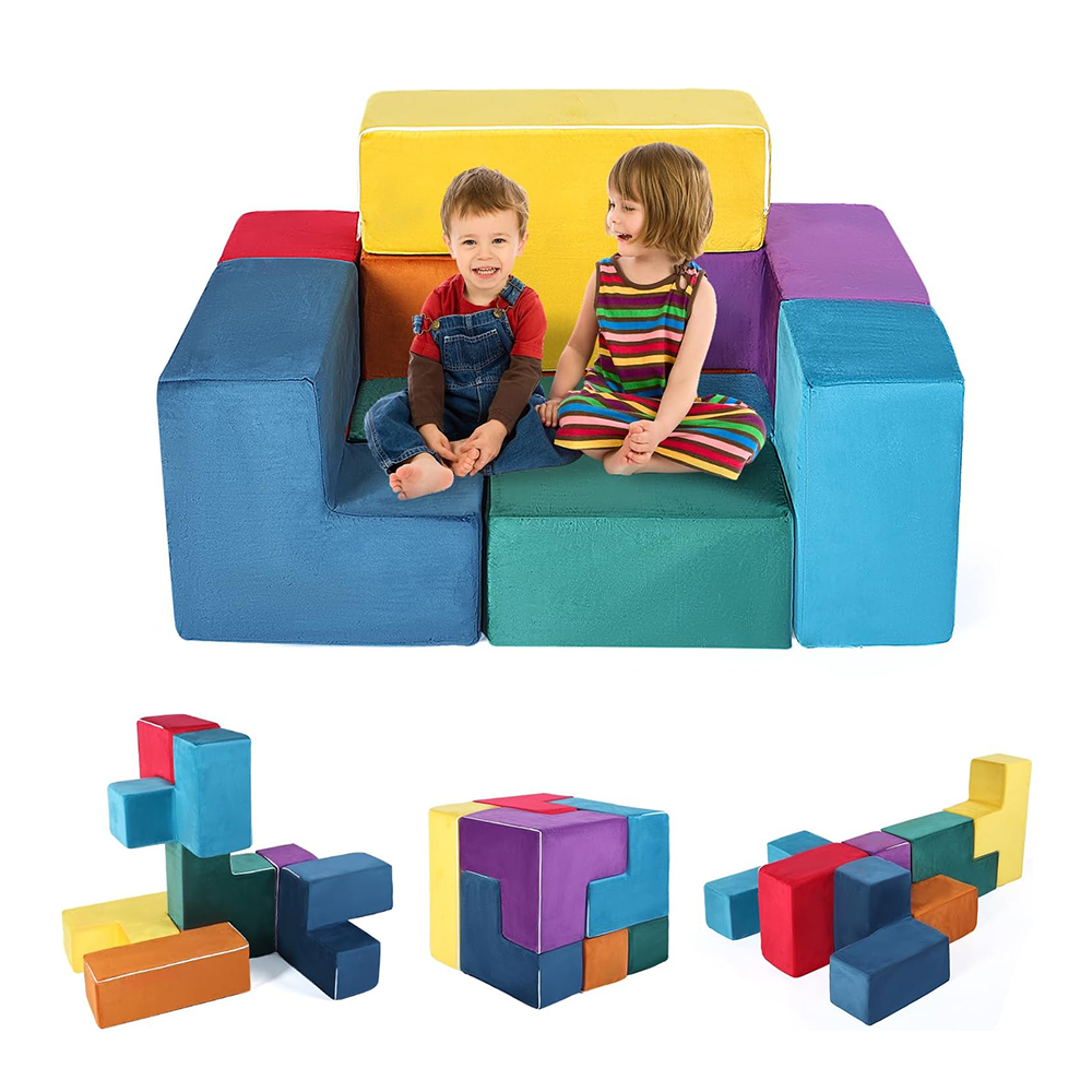 Stackable Soft Toy Foam Blocks For Kids DIY Construction Easy-to-Clean Play Couch With Sofa Design