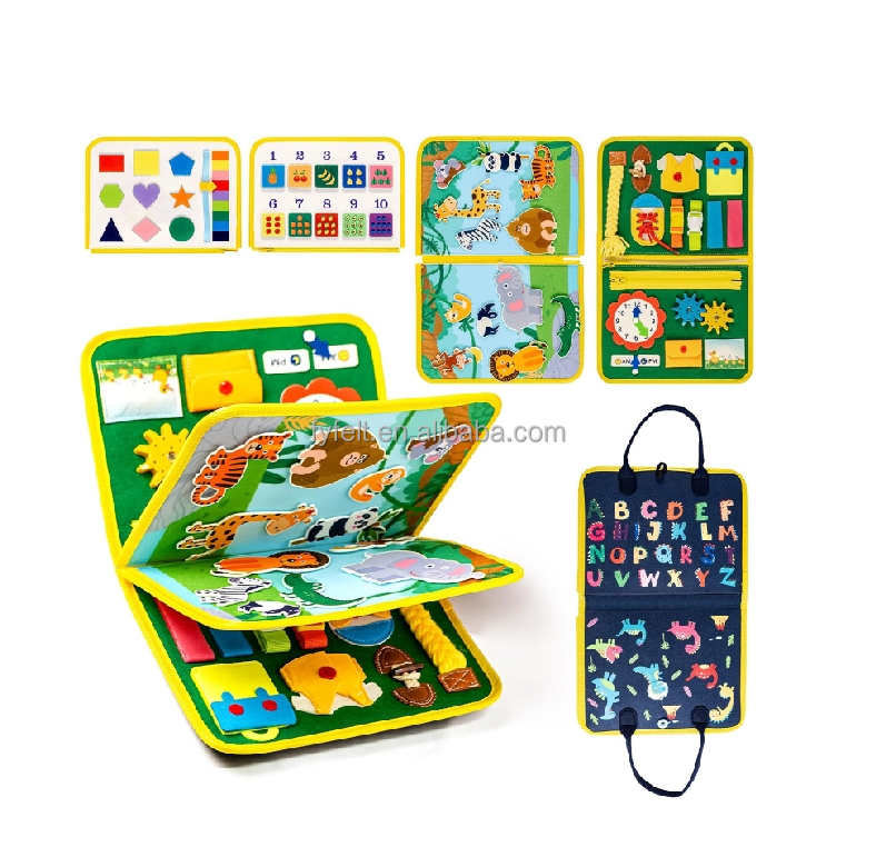 Wholesaler Newest Educational Toddler Toy Felt Wooden Busy Board Sensory Board Quiet Book