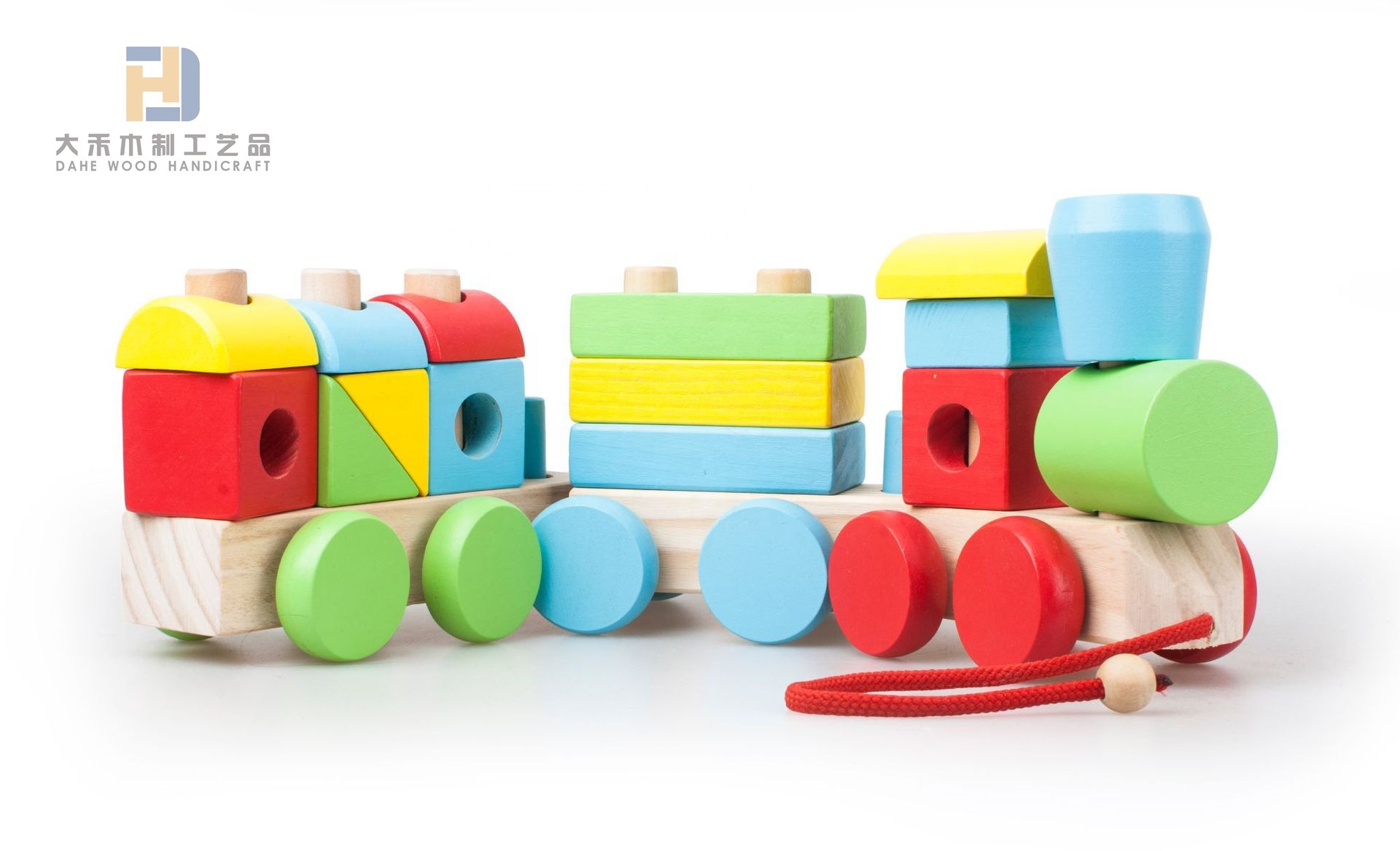 Kids Wooden Train Building Blocks Sorting Stacking Wood Block Game Educational Toy Set for Toddlers Ages 3-8 Birthday Gift
