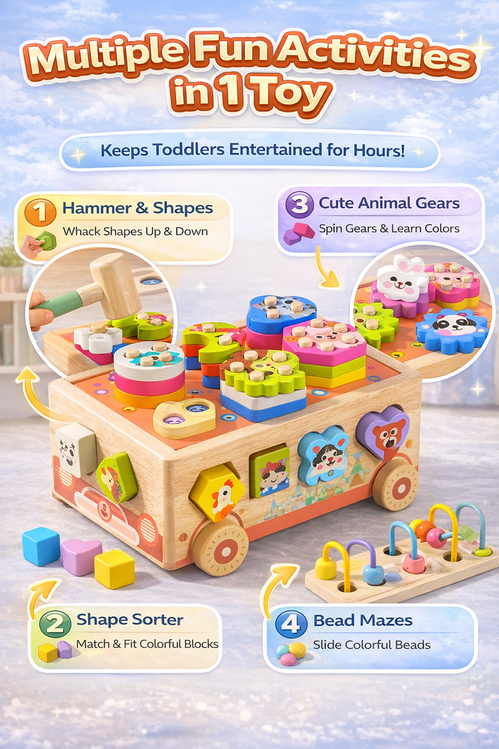 Montessori Wooden Toys Box Smart Animal Paradise Education Car STEM Sensory Early Learning Educational Toys for Toddler Children
