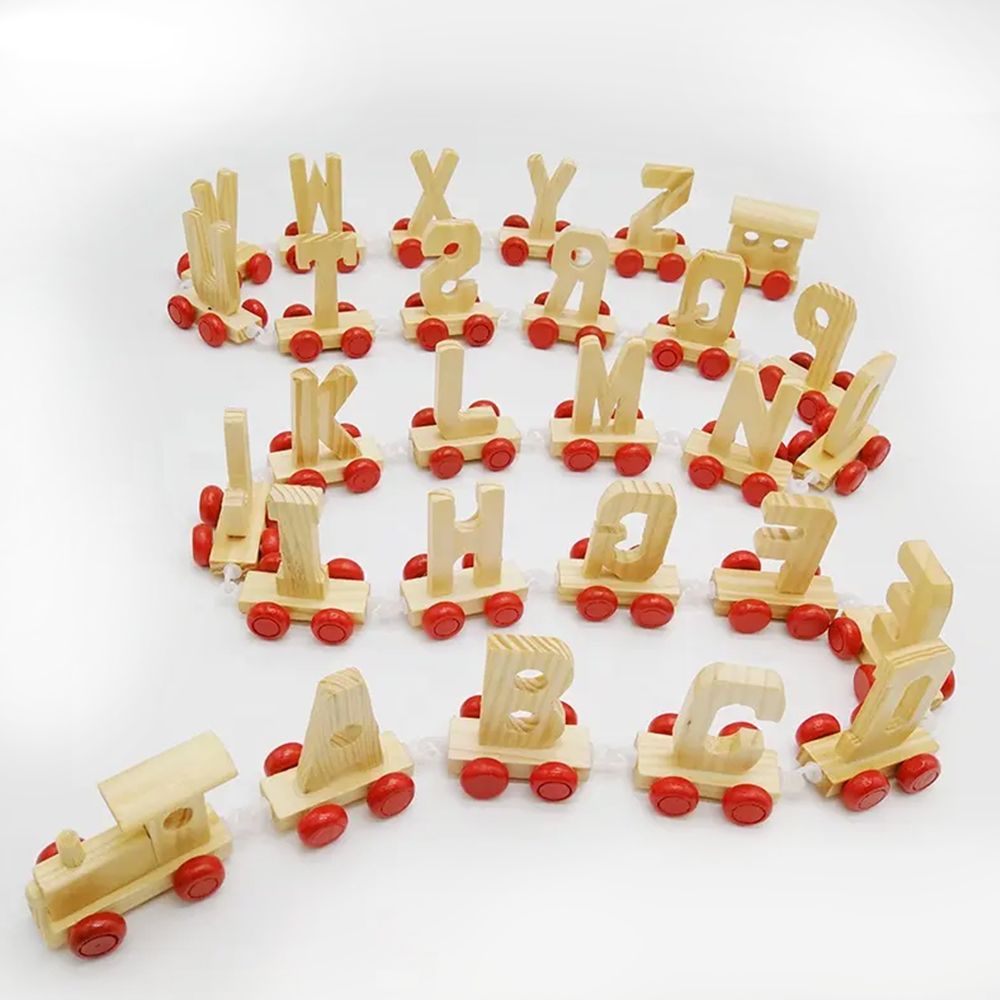 Hot Selling 26 Alphabets Wooden Train Letters Toy For Children Early Education
