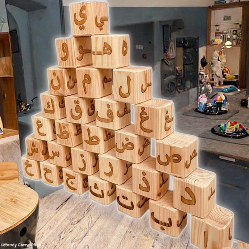 Nautical Wooden Arabic Alphabet Wind Chime Montessori Pretend Eid Gift Kids Tracing Board Set Learning Natural Material Engraved