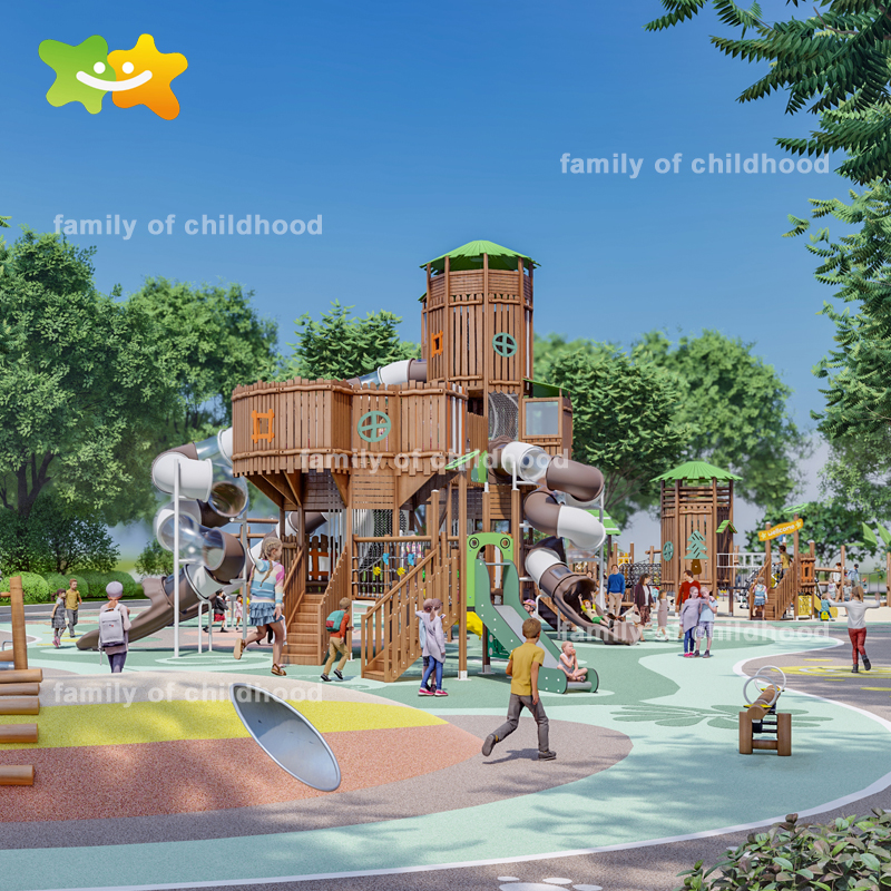 Tree House Outdoor Kids Playground Climbing Structures Outdoor Playground Equipment