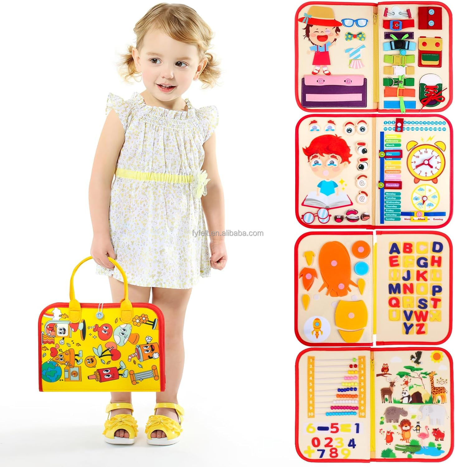 Wholesaler Newest Educational Toddler Toy Felt Wooden Busy Board Sensory Board Quiet Book