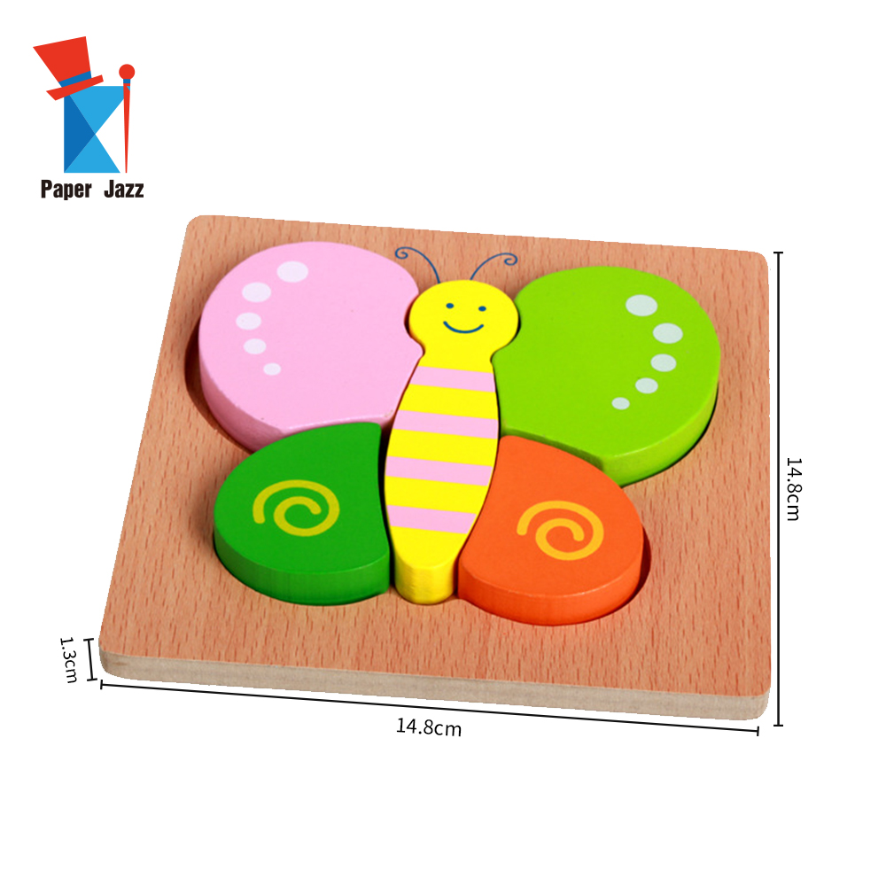 Wooden 3D Three-dimensional Puzzle Early Education Educational Toys for Children Cartoon Animal Car Suitable