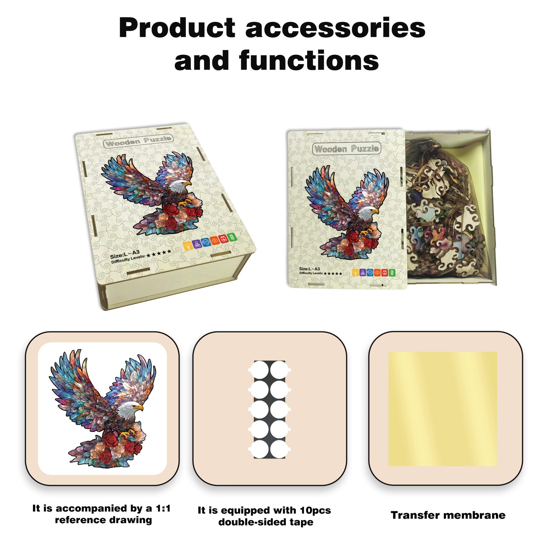 Custom New Eagle Wooden Jigsaw Puzzle Educational Toy 101~500 Pieces Irregularly Shaped Riddle Gift for Stress-relieving Fun