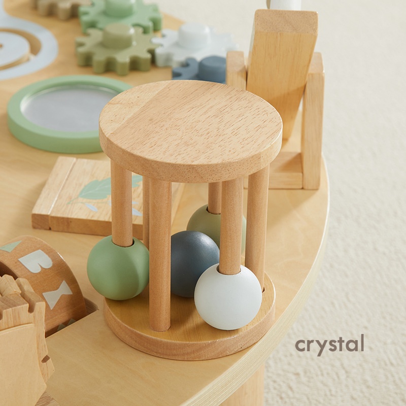 Crystal Montessori Educational Busy Board Certificated Wood Bead Building Block Game Table Early Learning Toy