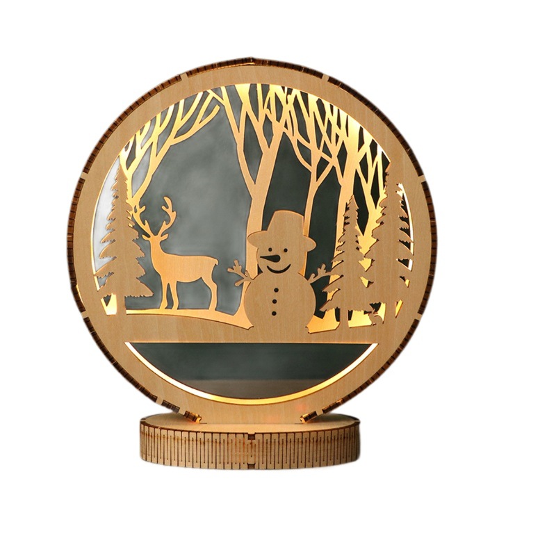Wholesales DIY 3d Wooden Puzzle for Adults Kids for Home Decor Christmas Gift Santa Snowman Decoration Lamp