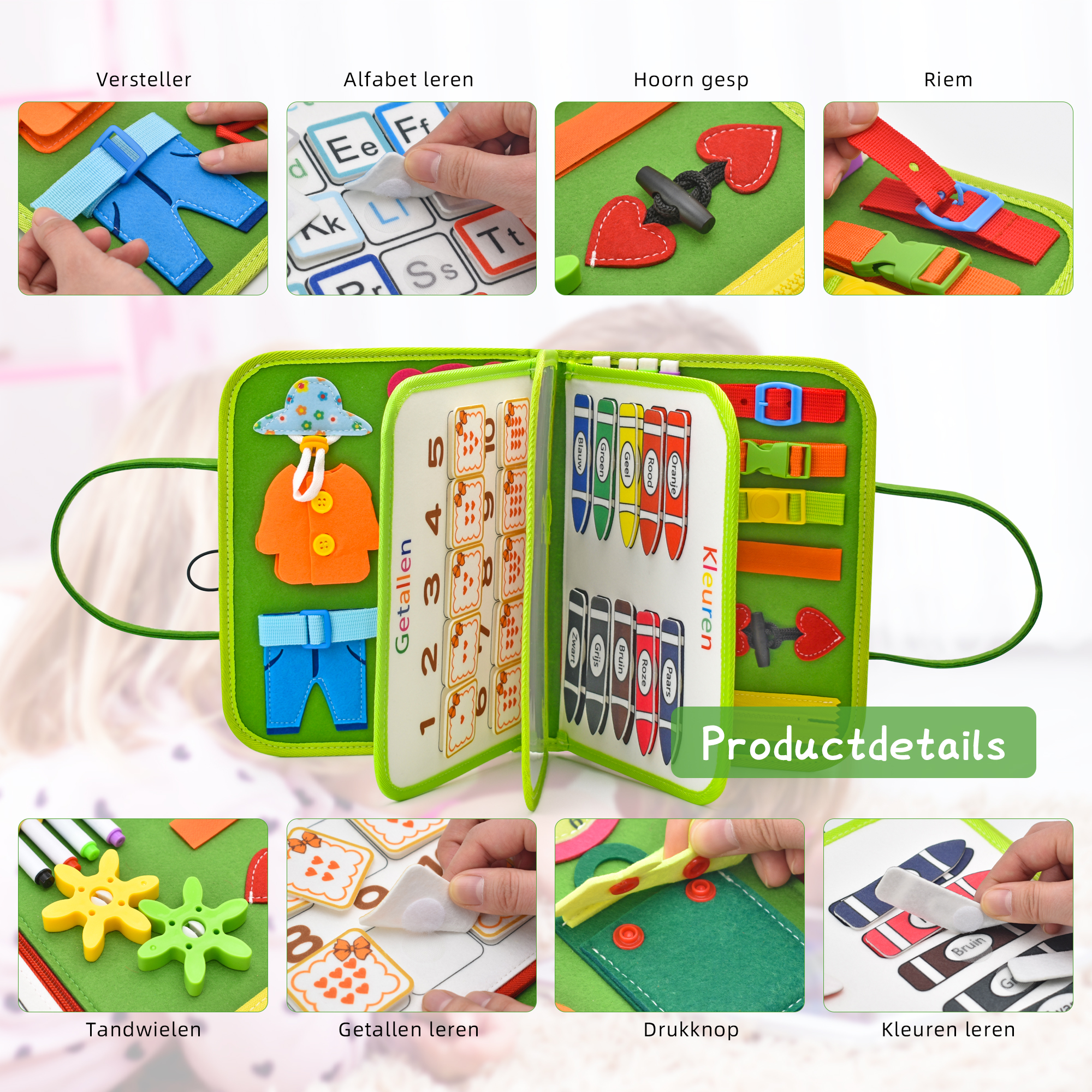 Felt Busy Board For Toddlers Educational Montessori Felt Busy Board Toddler Activities Kids Busy Book For 1 2 3 4 5 Years Old