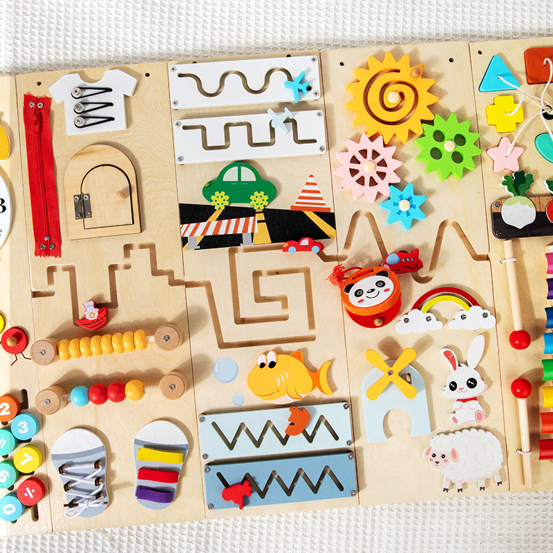 Wooden Sensory Children's Multifunctional Busy Board Educational Toy for Indoor Play and Early Learning