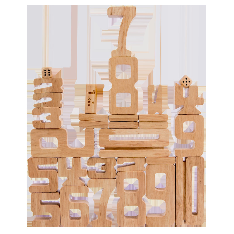30pcs Kids Math Learning Digital Toys Wooden Number Blocks 1-10 Digital Building Block