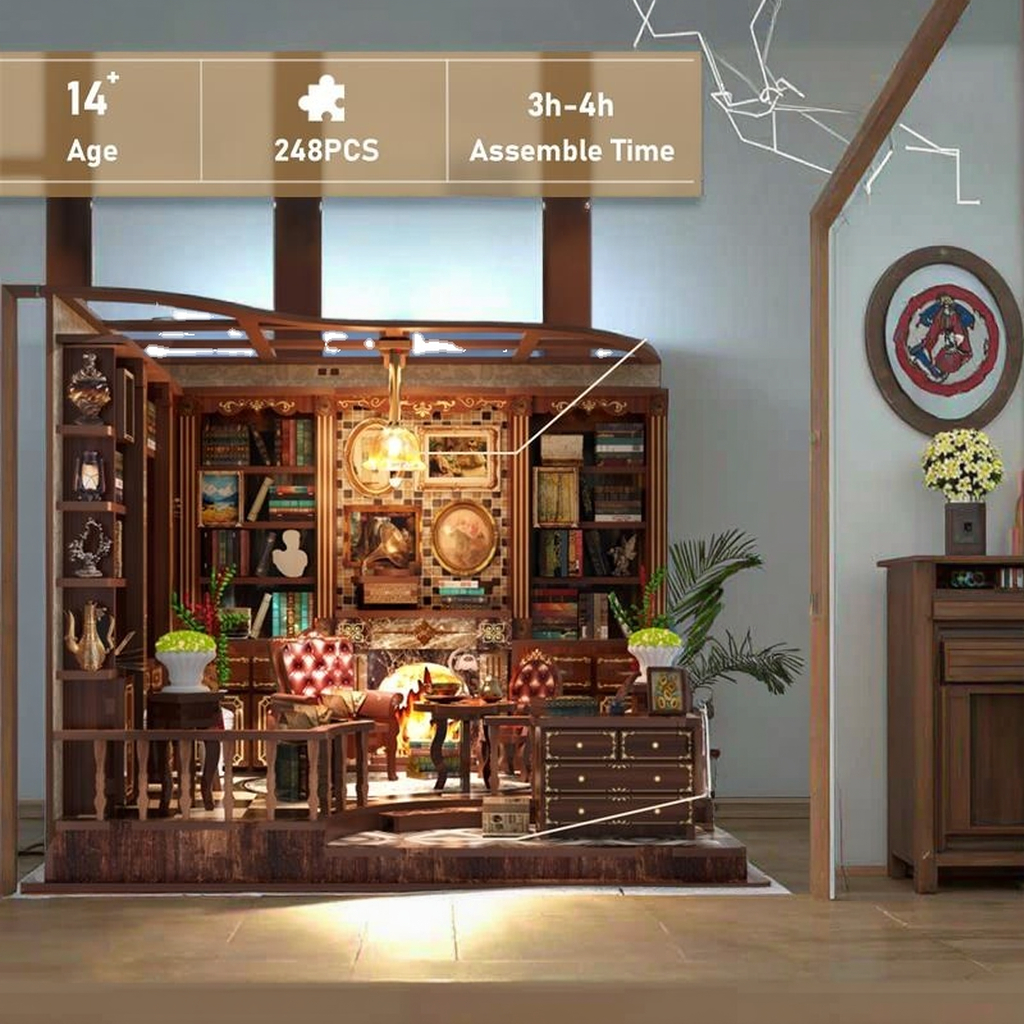 Creative Handmade Eco-friendly Wooden DIY Building Blocks Architecture Doll House Miniature Furniture Set-1:48 Scale for Ages
