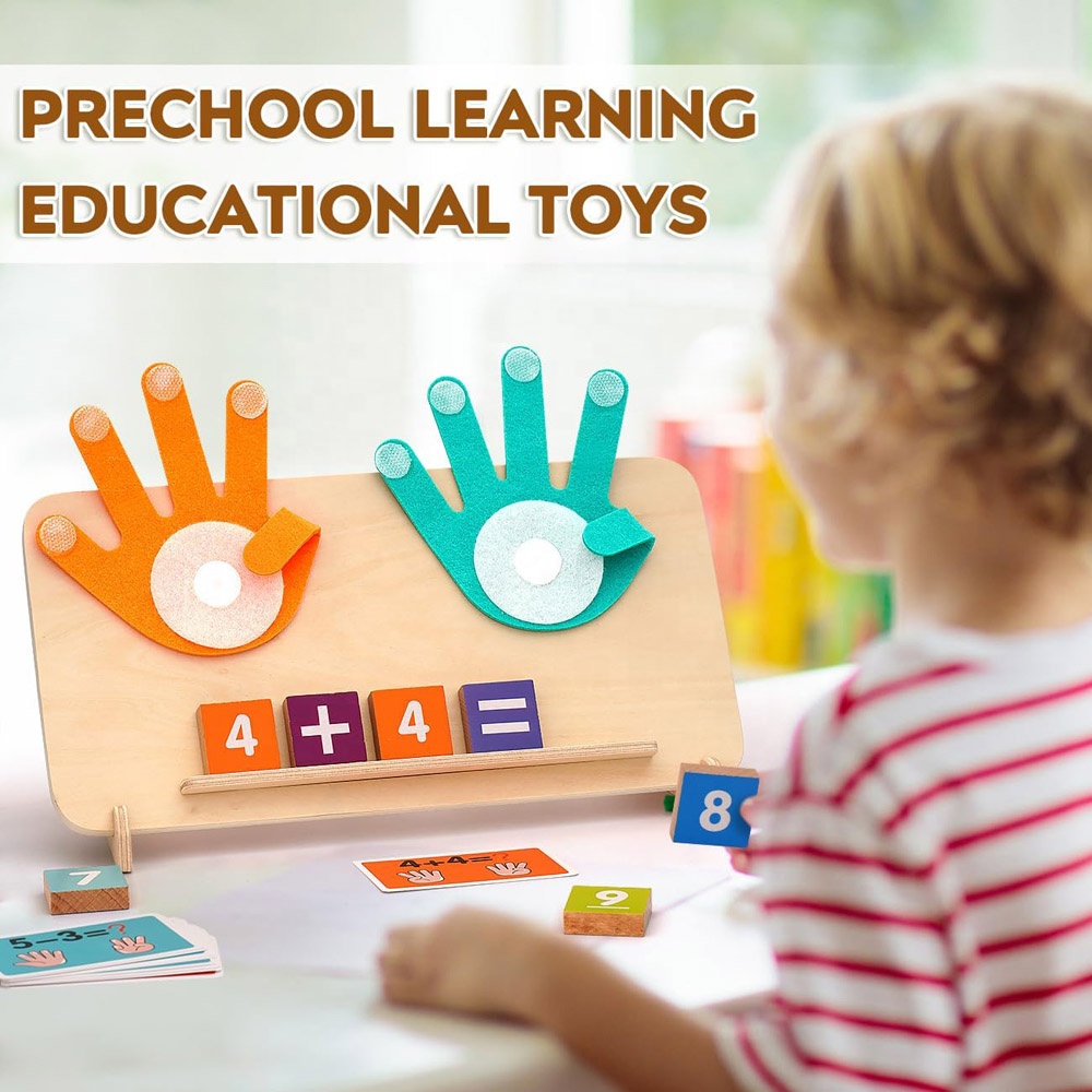 Early Learning Math Teaching Aids Montessori Finger Counting Game Wooden Number Blocks Counting Board Mathematics Education Toys