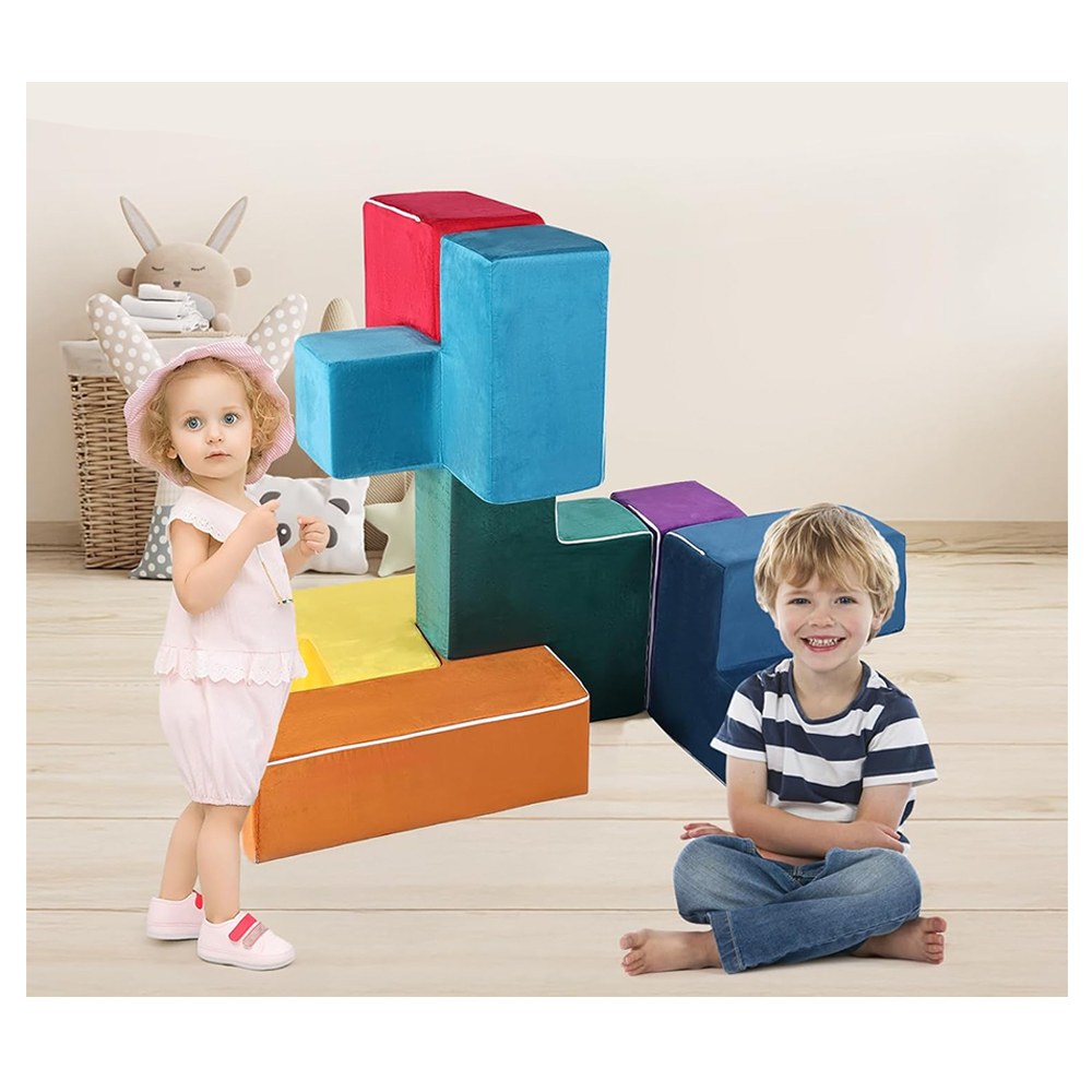 Stackable Soft Toy Foam Blocks For Kids DIY Construction Easy-to-Clean Play Couch With Sofa Design