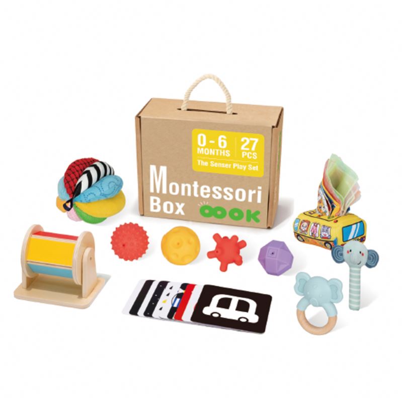 Montessori Wooden Toys Educational Box Set Early Educational 0-6Months Hand-eye Coordination Toys Color Cognitive For Kids
