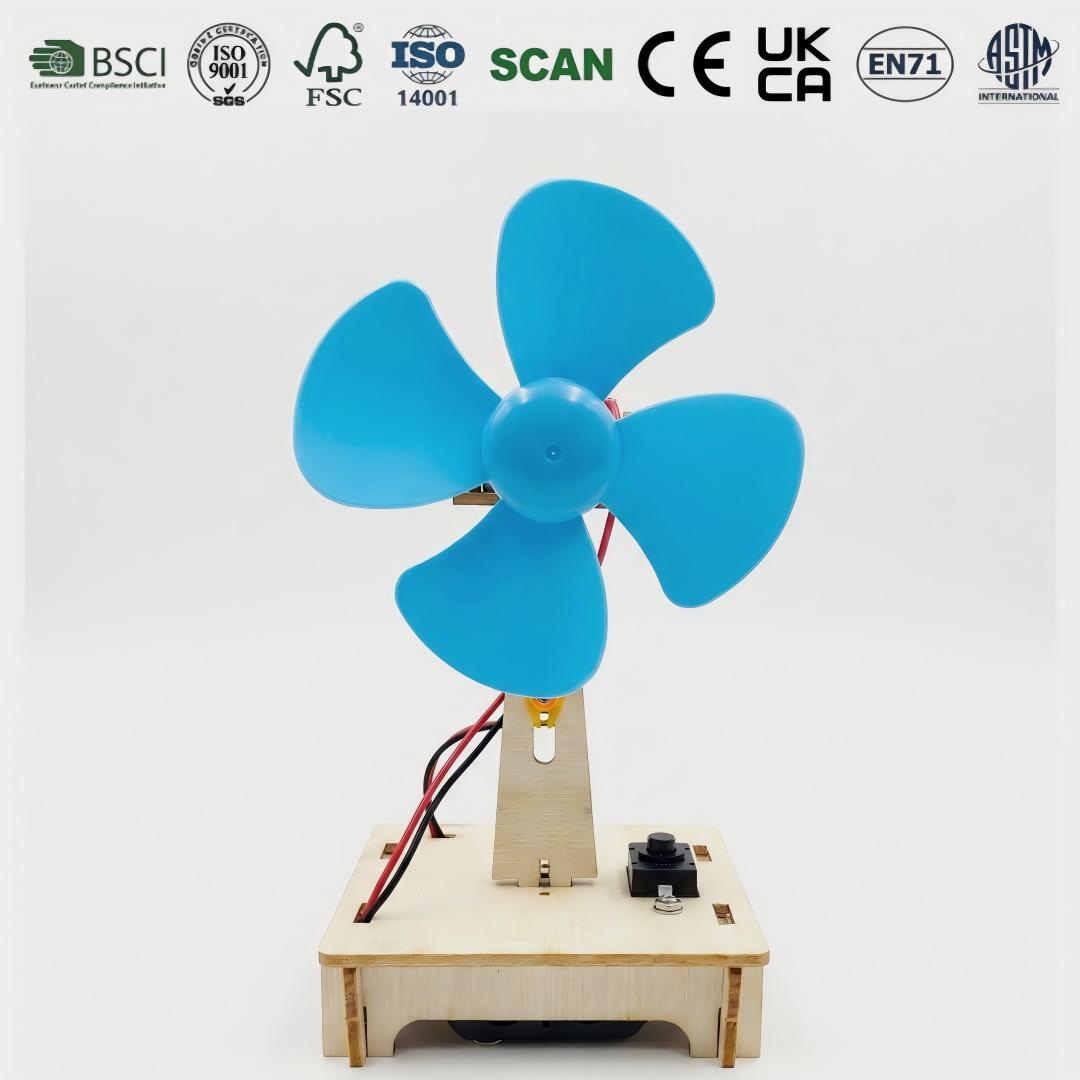 Cute Safe Wooden DIY Fan Assembly Toy Kids STEM Educational Handmade Learning Toy