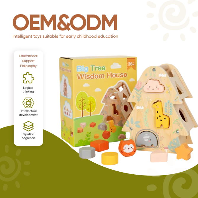 Cileowood Cartoon Animal-Shaped Wooden Sorter Educational Activity Center Kids Boys Girls Toy Intelligent EMatching Game