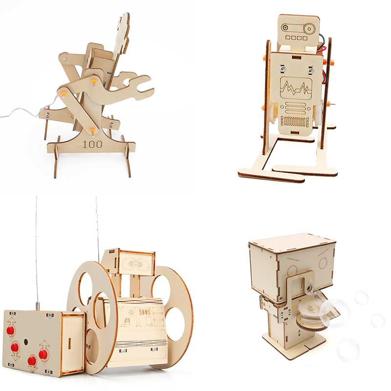 Popular Wooden Robotic Building Kit Steam Electric Projects Engineering Set Diy Stem Science Toy for School