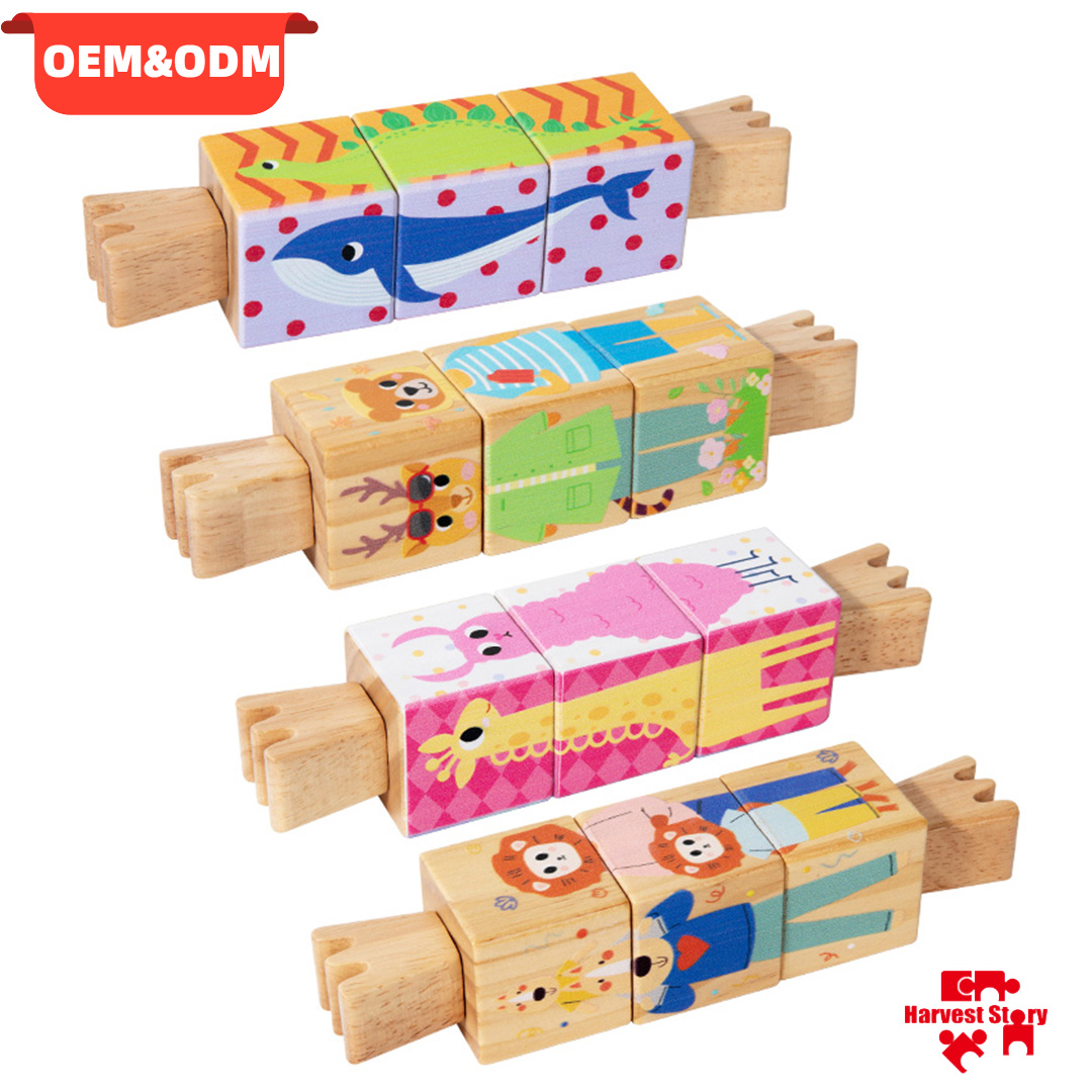 Montessori Animal Rotating Twist Blocks Puzzle Games Creative Shape Matching Cognition Educational Toys For Kids Boys Girls