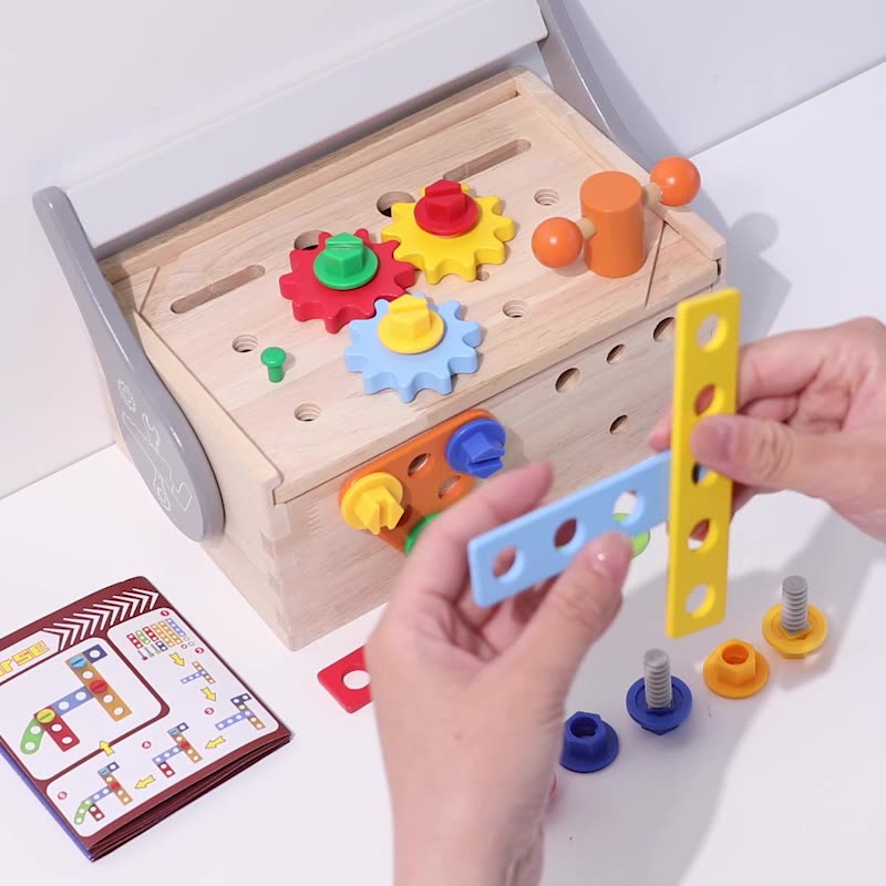 Montessori STEM Educational Pretend Play Toys 5-7 Years Kids Learning Wooden Garden Tool Electronic Toy Set Color Box Unisex BNT
