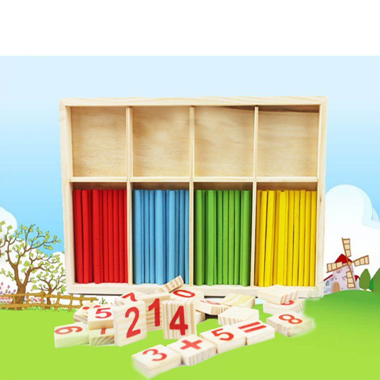 Top-selling Kindergarten Wooden Digital Learning Sticks and Teaching Aids,Calculator Boxes Counting Stick Calculation Game