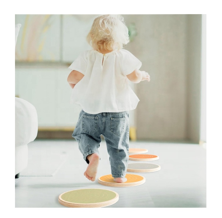Set of 6 Safe Non-Slip Obstacle Course And Sensory Toy Toddler Indoor Activity Fun Wooden Stepping Stones
