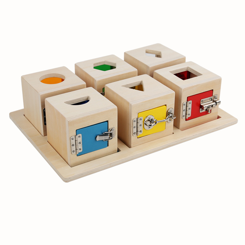 Classic New Design Wooden Six for Box Busy Box Educational Toy for 2 to 4 Years Old Kids Sensory Play CPC CE Certified