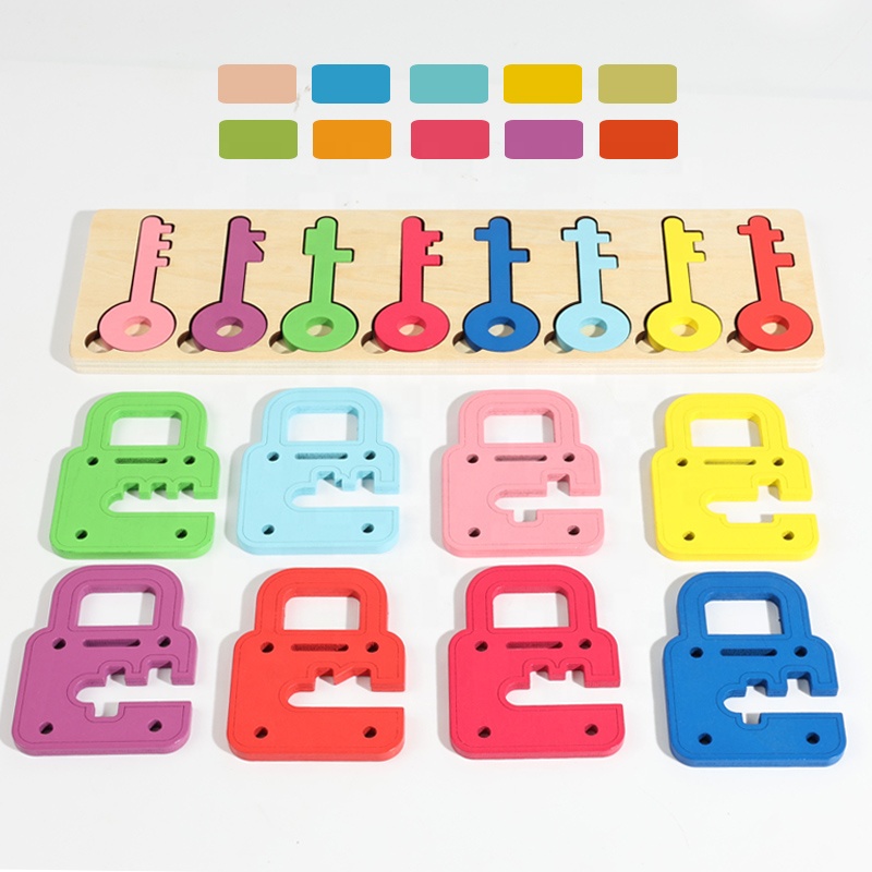 Montessori Wooden Locks and Keys Puzzle, Matching &amp; Learning Toy for Toddlers, Shape &amp; Color Recognition Fine Motor Skills Game