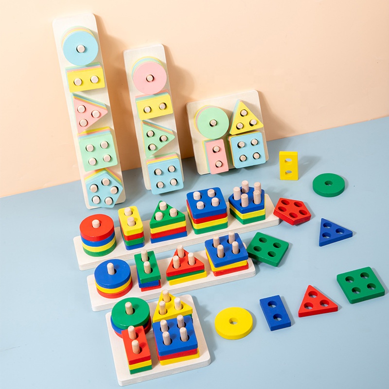 Montessori Toys Wooden Sorting Stacking Toys for Toddlers Kids Preschool Educational Toys Color Recognition Shape Sorter