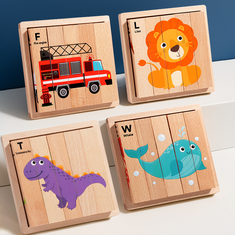Children's DIY Wooden Alphabet Puzzle Blocks Kindergarten English Word Game Early Education Toy Boxed Strip Blocks For Kids