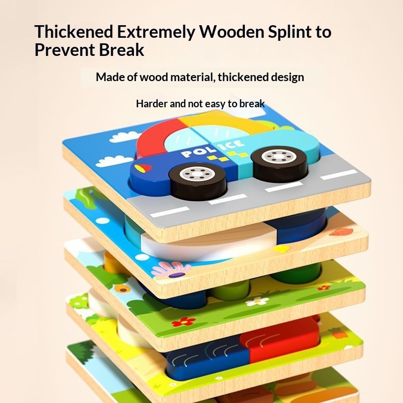 Montessori Puzzle Blocks for Early Childhood Education Cartoon Animals Wooden Toys Wholesale Magnetic Three-dimensional Puzzles