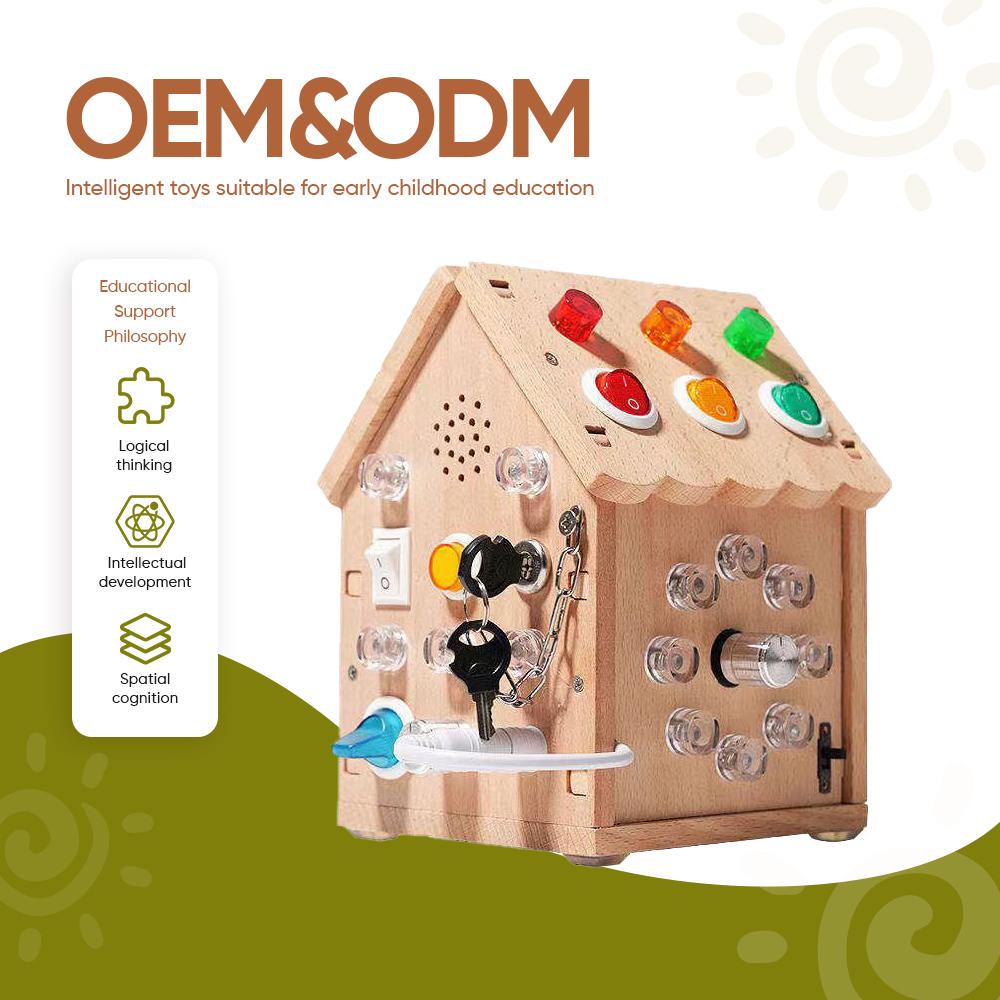Montessori Sound and Light Busy House Wooden Busy Board Light Switch Games Toddler Montessori Sensory Toys