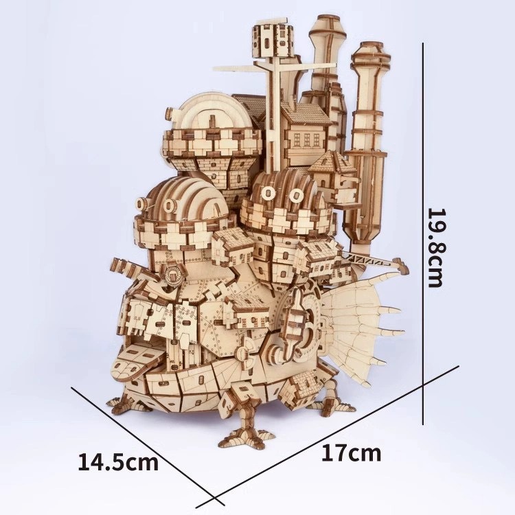 3D Wooden Puzzle Moving Castle Wooden Assembly Model Building Block Toy Anime Ornament Figurine 3D Puzzle