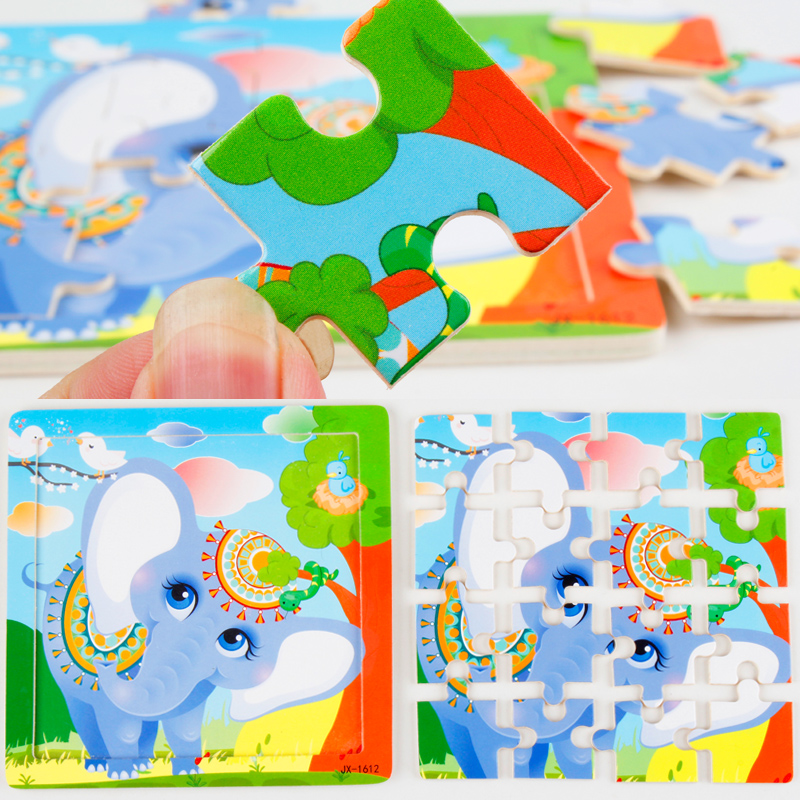 Wholesale 16Pcs Wooden Jigsaw Puzzle Games Animal Alphabet Number Cognition Educational Learning Toys For Kids Boys Girls