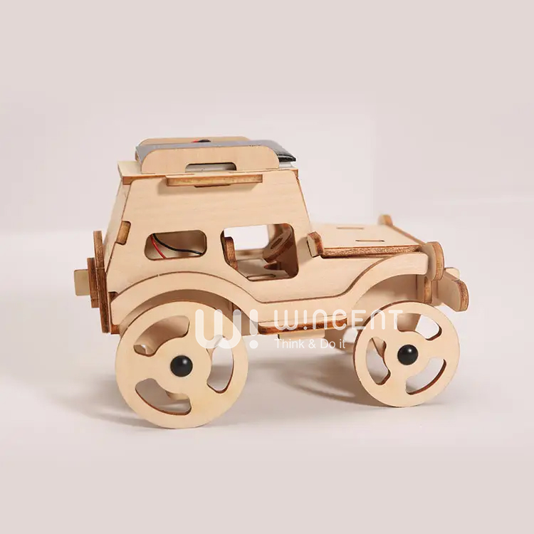 Wincent 3d Wooden Puzzle Solar Powered Car Off Road Diy Model Kit Stem Educational Toy Science Project Kids Gift