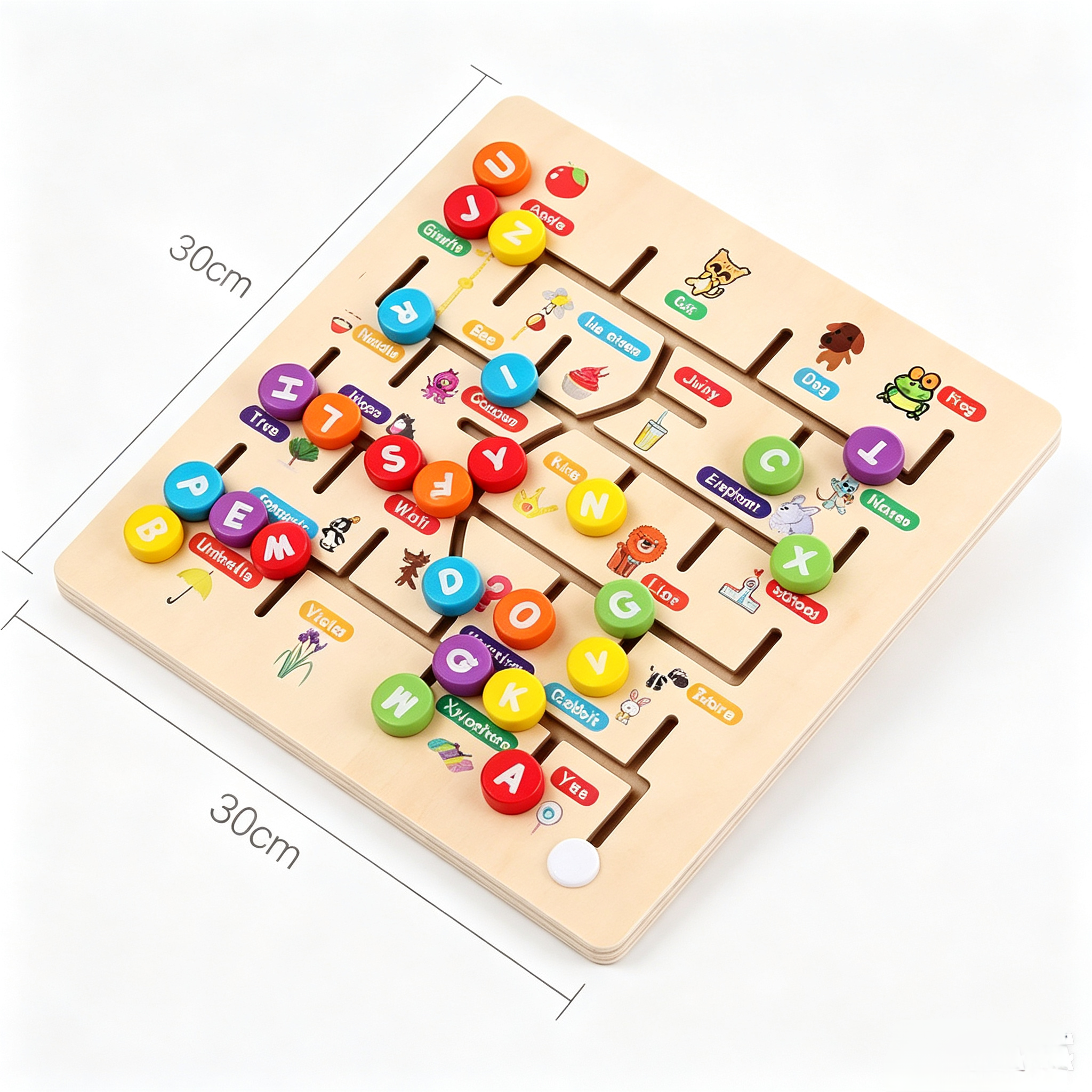 Maze Wooden Puzzle Toy Mobile Matching Digital Alphabet Cognitive Three-dimensional Building Blocks Walking Beads EN71 Certified