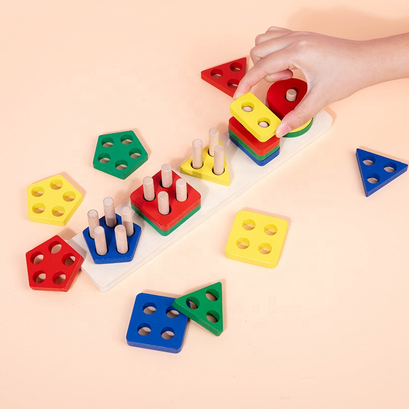 Montessori Toys Wooden Sorting Stacking Toys for Toddlers Kids Preschool Educational Toys Color Recognition Shape Sorter