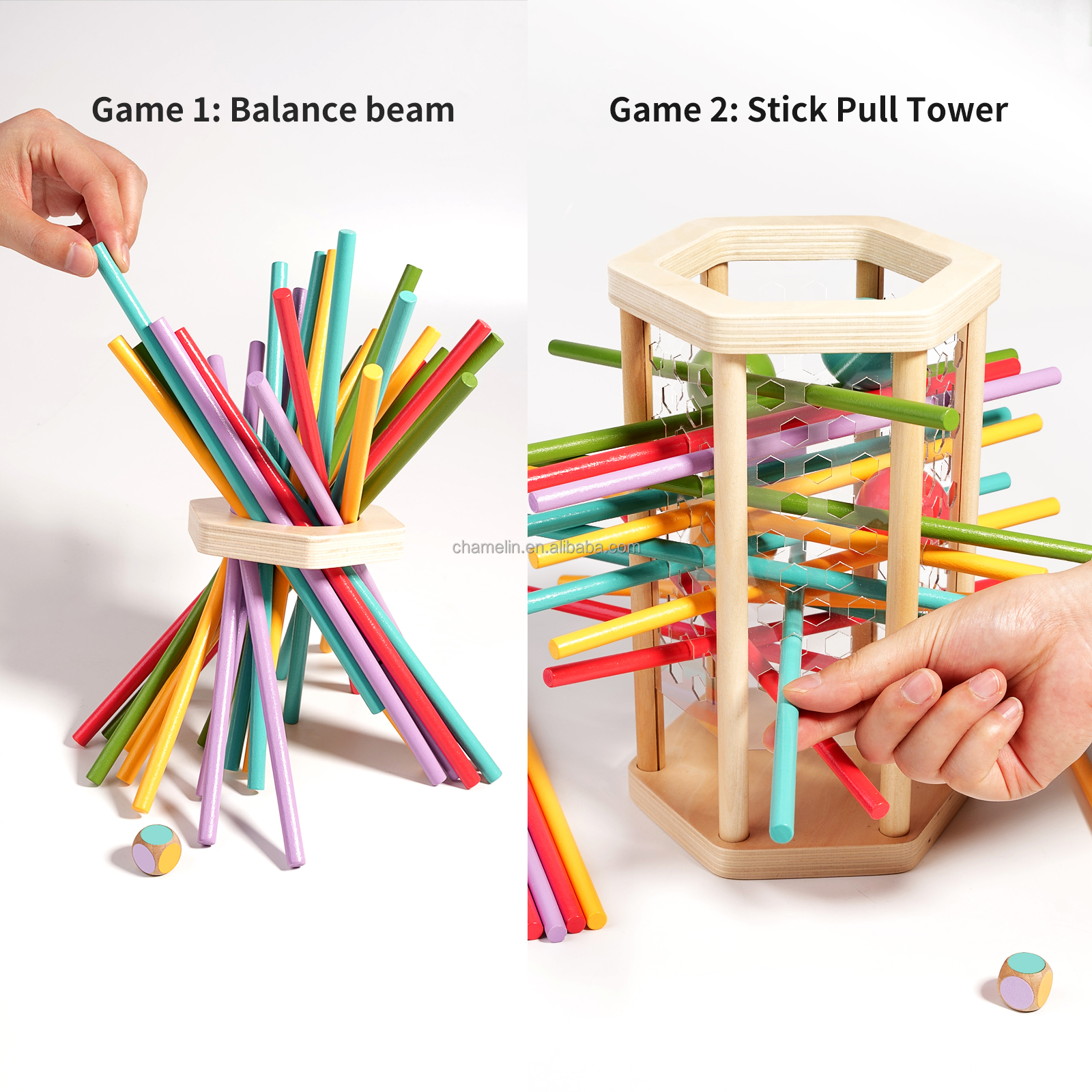 New Arrival Montessori Game Wooden Board Dice Games Classic Fun Kerplunk Games Colorful Stick Pulling Math Educational Toys