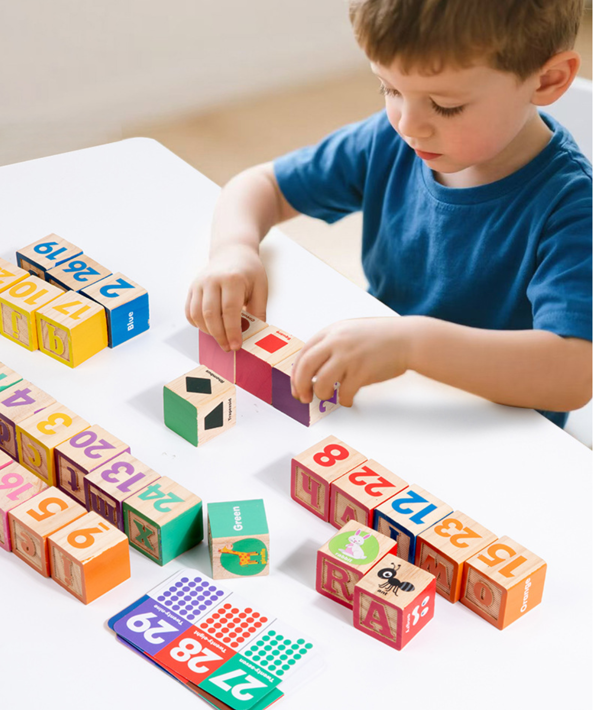 Custom Wood ABC Alphabet Building Block Sets Number Animal Sorting Games Learning Montessori Educational Toys Unisex